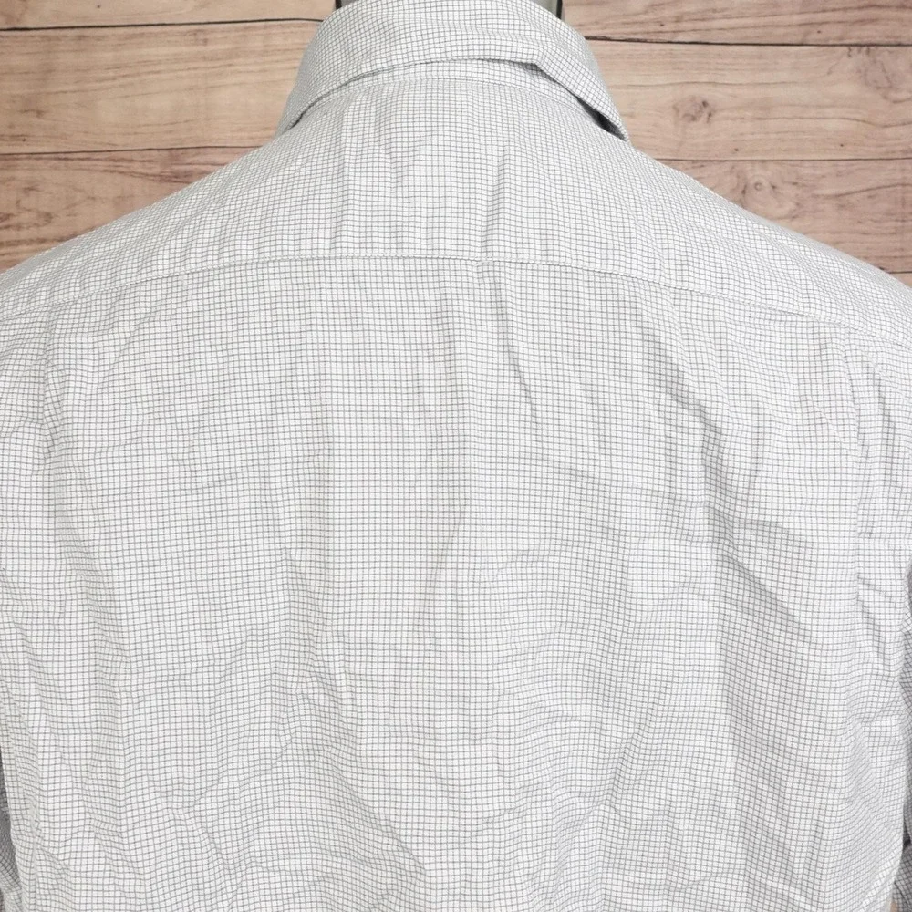 Banana Republic Shirt Mens M White Check Long Sleeve Button-Up Business Pocket